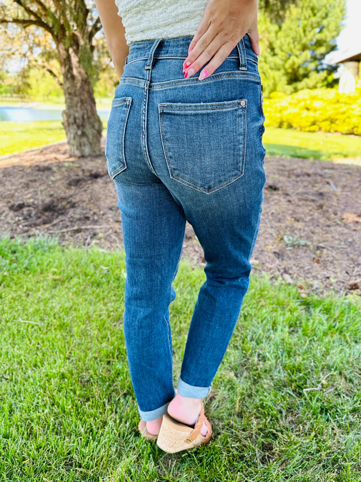 Tummy Control Cuffed Slim Fit Jeans （Buy 2 get 20% off）