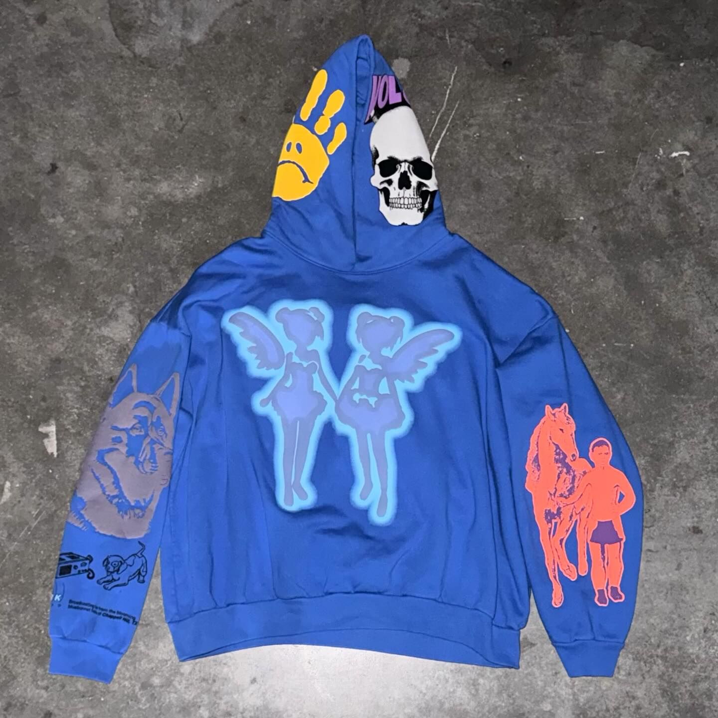 Drake Blue Hoodie Rap Angel Puff Print Hoodie