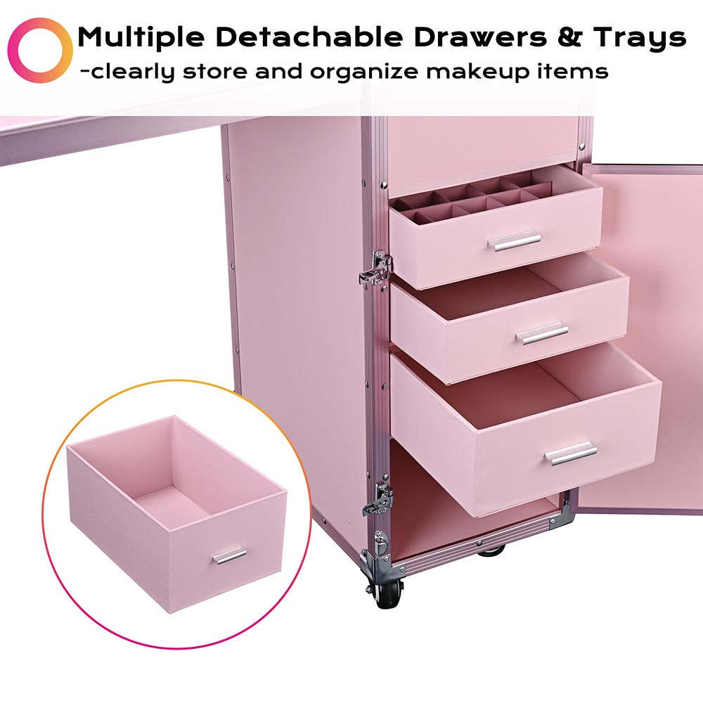 Byootique Rolling Manicure Table Nail Desk Workstation Polish Trolley