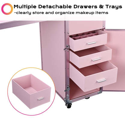Byootique Rolling Manicure Table Nail Desk Workstation Polish Trolley