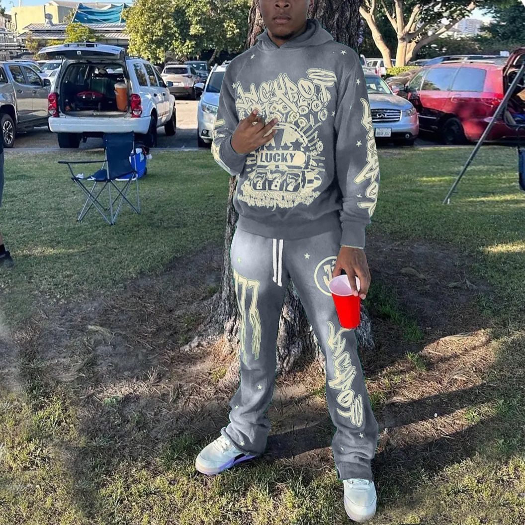 Fashionable and personalized street style printed bell-bottom pants su