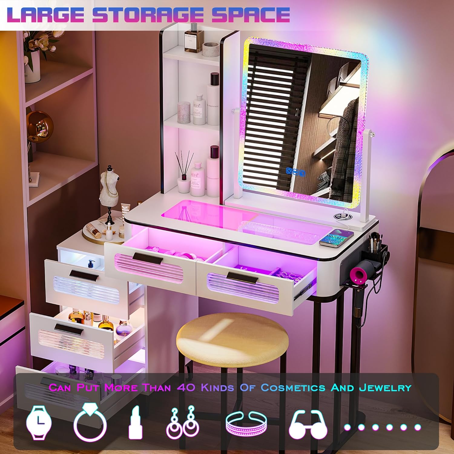RGB Makeup Vanity Table
