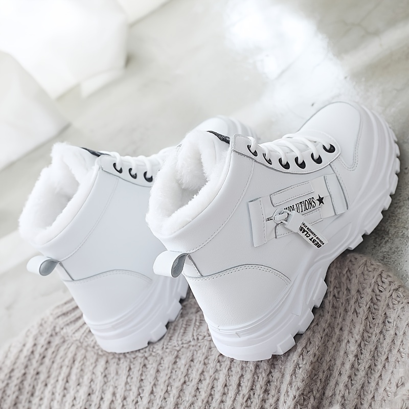 Women's Winter Plush Lined Warm Thick Sole Lace Up High Tops