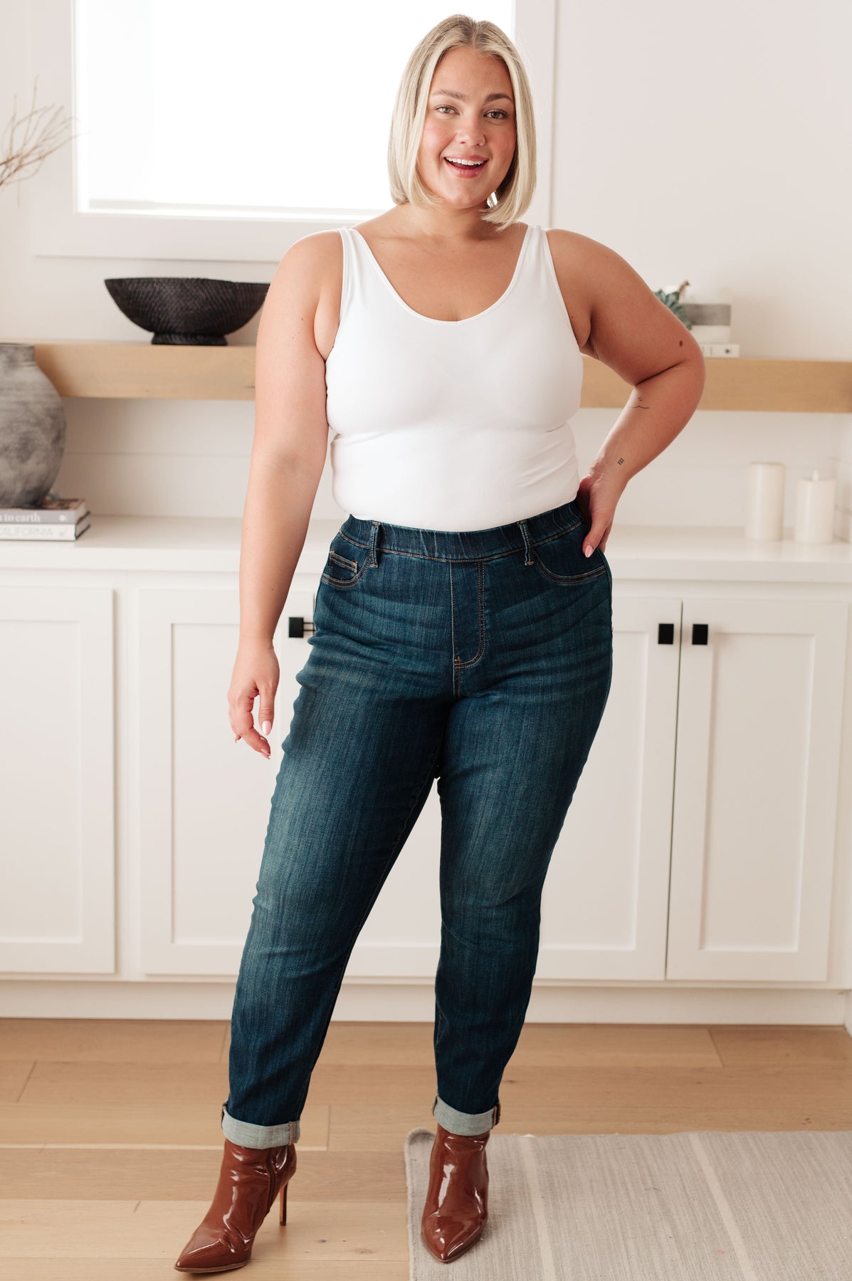 Tummy Control Pull On Skinny Jeans（Buy 2 get 20% off）