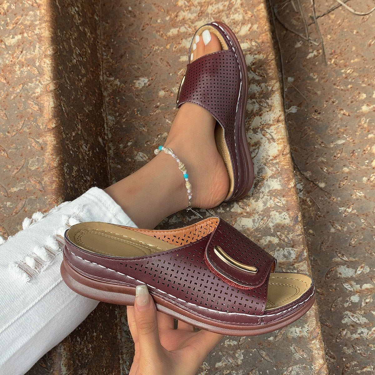 Peep Toe Hollow Out Orthopedic Slippers(Upgrade)
