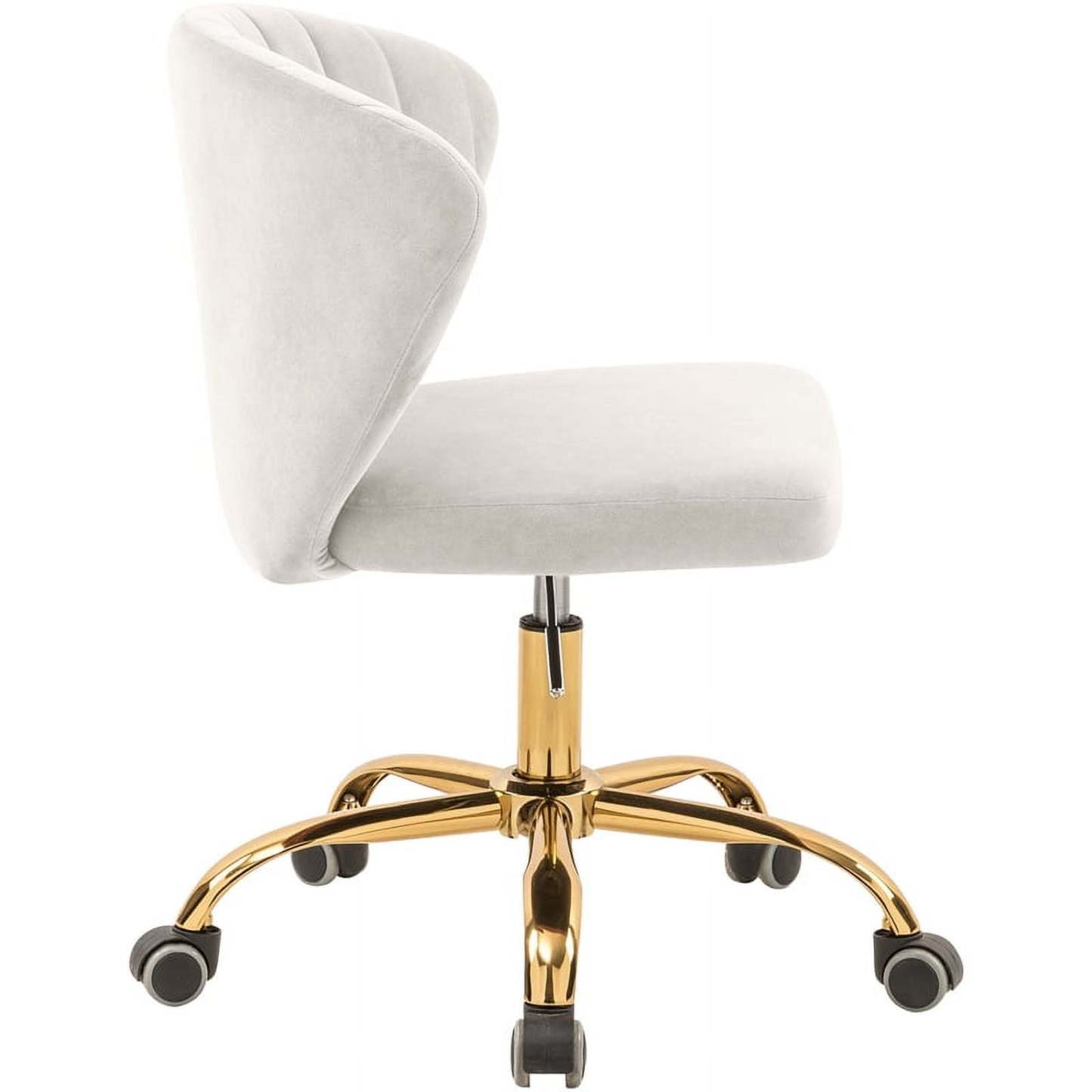 Meridian Furniture Finley Swivel Adjustable Black Velvet and Chrome Office Chair