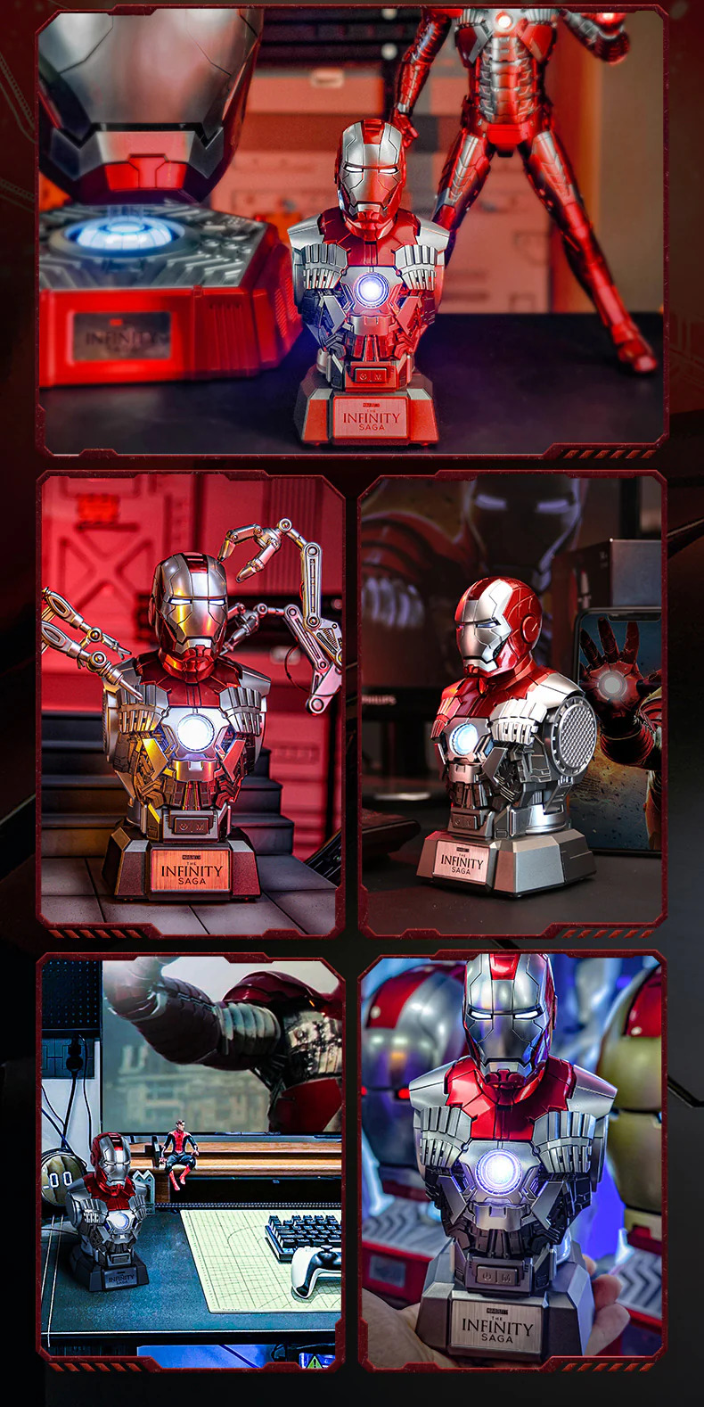 [NEW] Iron Man MK5 Posable Bust Action Figurewith Bluetooth Speaker