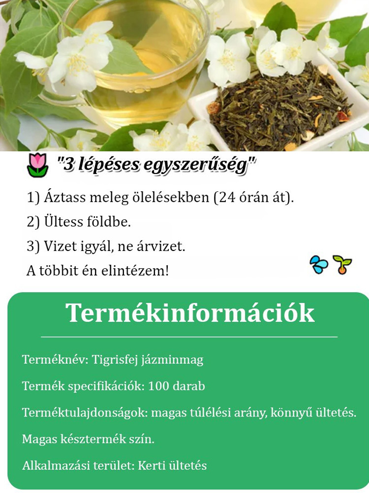 A kert parfümje: négy évszakban virágzó, dupla szirmú jázmin magok.