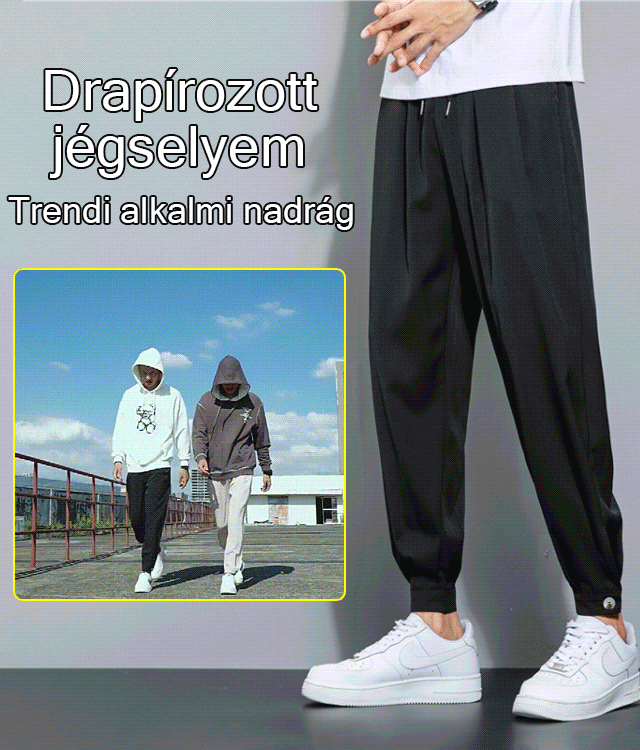 Drapped jégselyem divatos alkalmi nadrág