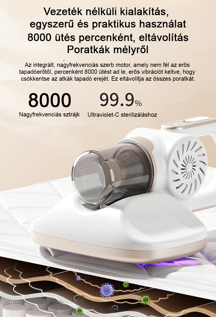 【Vezeték nélküli szívó- és felmosó integráció】Nagy szívóatka eltávolító vákuum felmosógép