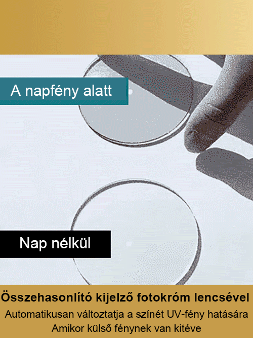 Kékszűrős, színt változtató olvasószemüveg