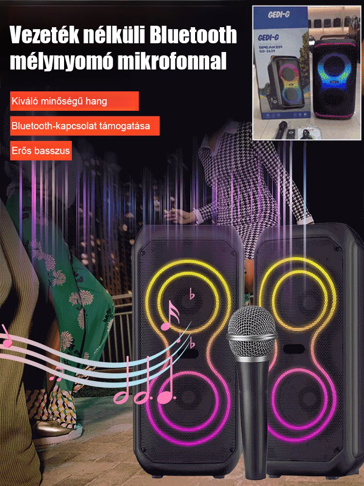 【Küldj mikrofont】mélynyomós vezeték nélküli Bluetooth hangszóró