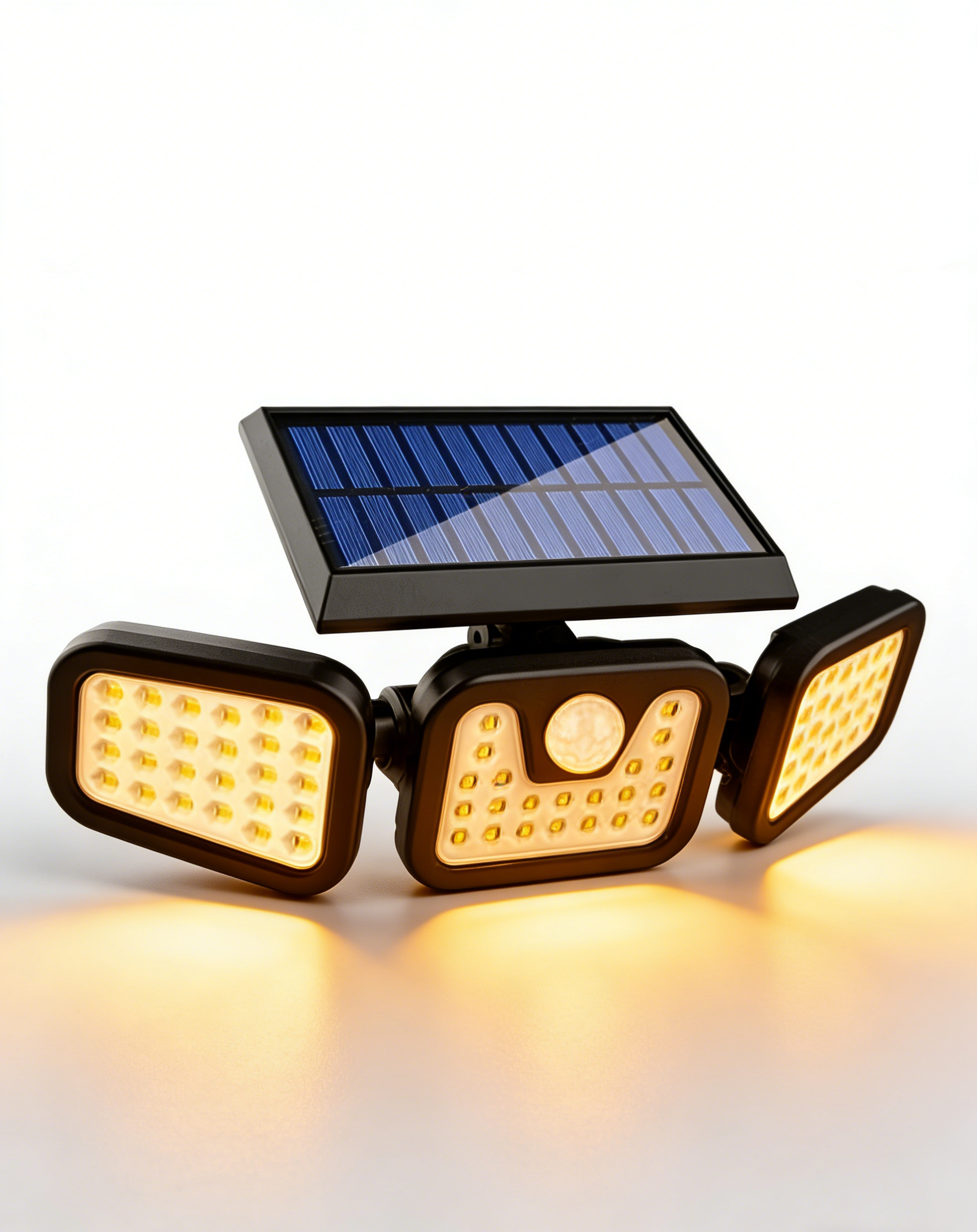 Háromfejű napelemes érzékelő lámpa