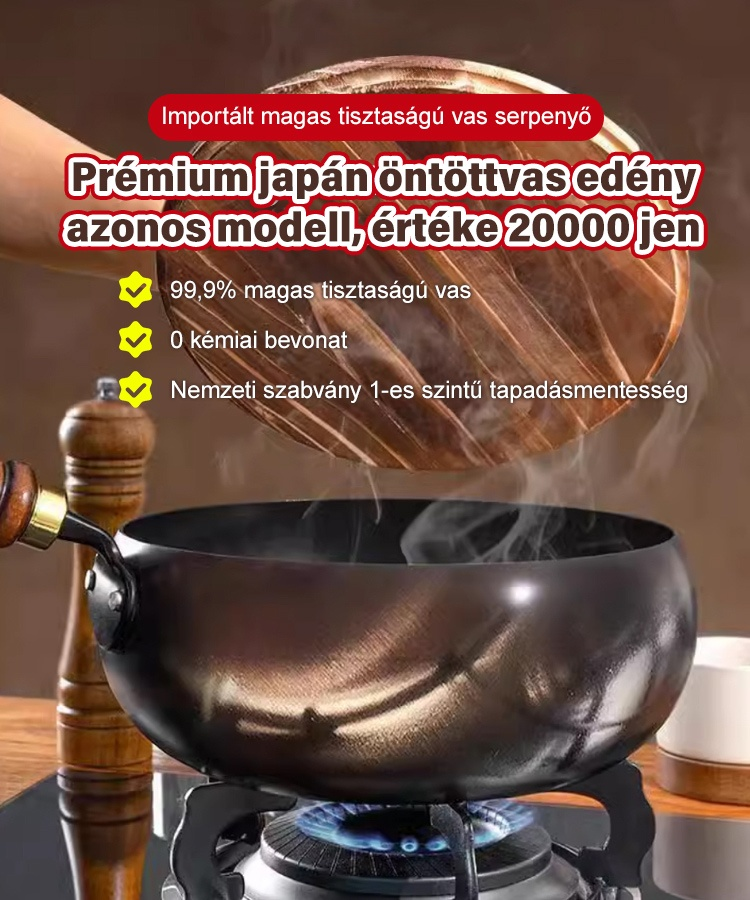 【Bevonat nélküli egészséges edény】Vasat pótoló tiszta vas tapadásmentes serpenyő