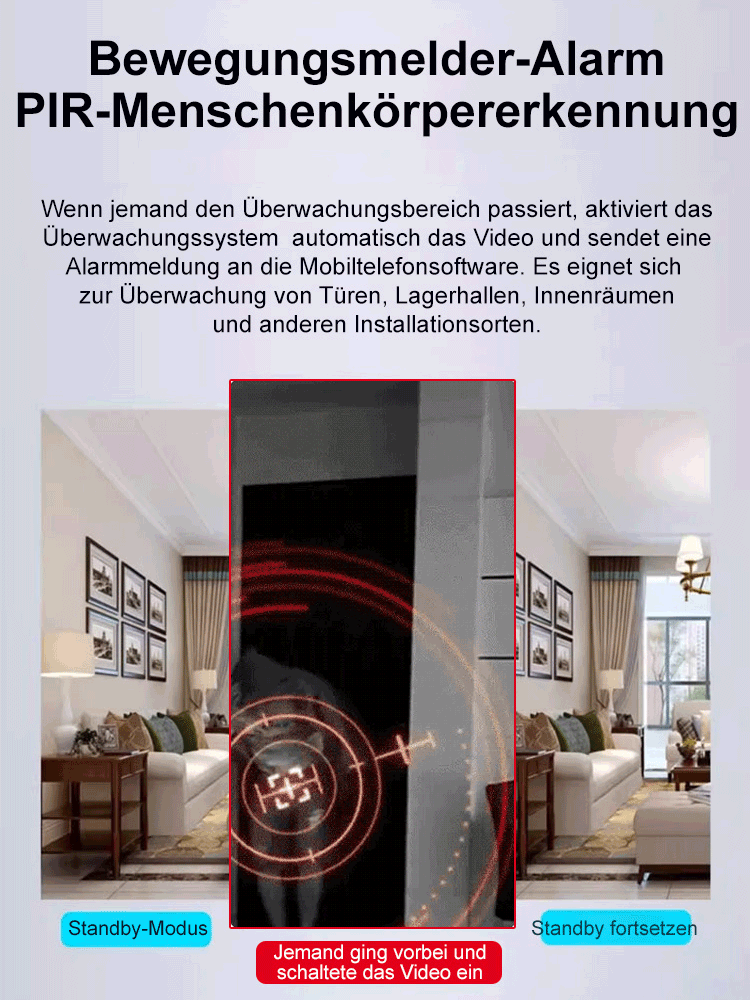 【Ultralange Akkulaufzeit】Kabellose Kamera, Keine Verkabelung erforderlich, kann direkt eingefügt und überall platziert werden