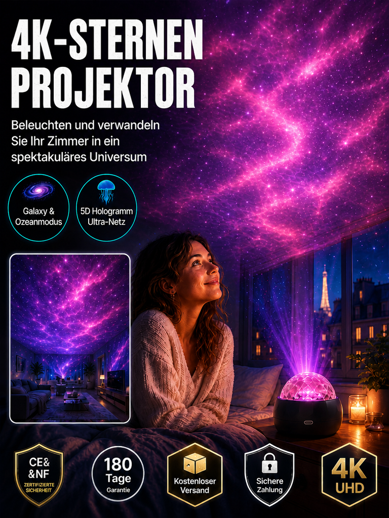 Schwebende Polarlicht-Sternenprojektor mit 4K-Hologramm-HD🌌Erschaffe den Effekt eines privaten Heim-Planetariums direkt bei dir zu Hause!