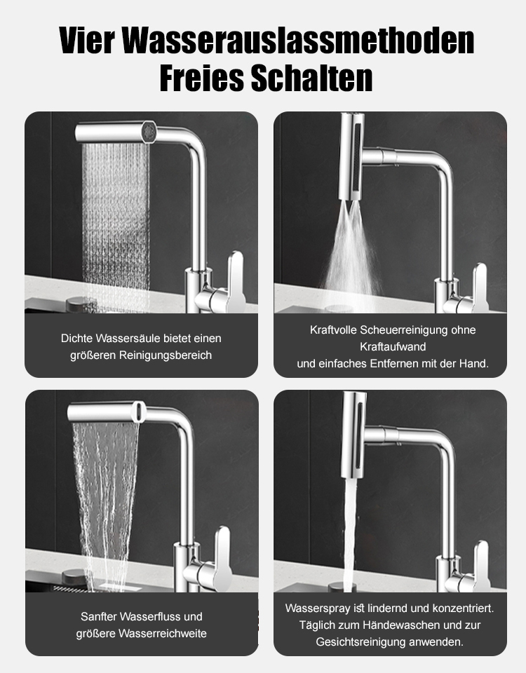 Kalt-warm drehbarer Universal-Ausziehhahn.