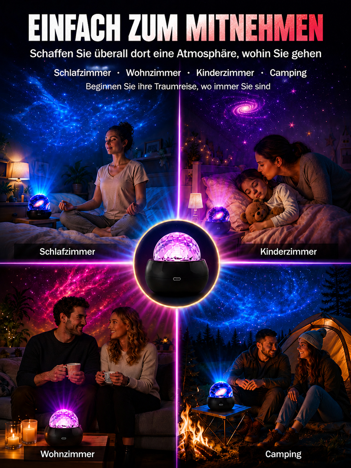 Schwebende Polarlicht-Sternenprojektor mit 4K-Hologramm-HD🌌Erschaffe den Effekt eines privaten Heim-Planetariums direkt bei dir zu Hause!