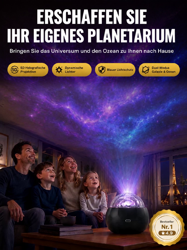 Schwebende Polarlicht-Sternenprojektor mit 4K-Hologramm-HD🌌Erschaffe den Effekt eines privaten Heim-Planetariums direkt bei dir zu Hause!