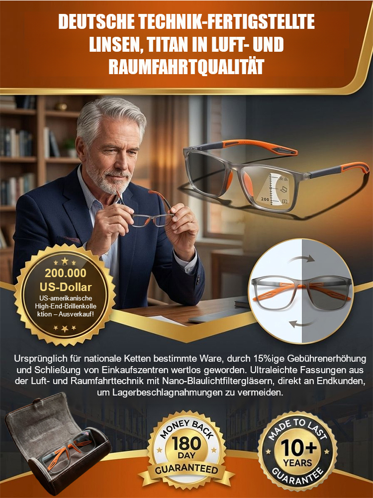 Phototrope Multifokus-Lesebrille⭐ Doppelte Zertifizierung: CE-Sicherheitszertifizierung + ISO9001-Qualitätssystemzertifizierung, wodurch die Einhaltung der Qualitätsstandards gewährleistet wird