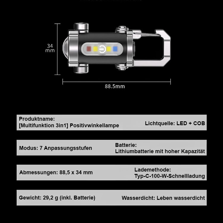 【3-in-1 Multifunktionsgerät】✅SOS Notfalllampe, Taschenlampe & Powerbank