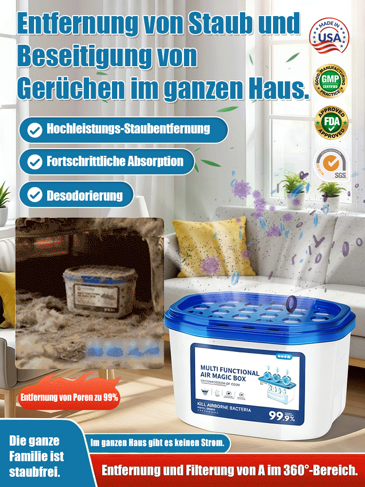 👨‍⚕️ Entwickelt von amerikanischen Biomedizinexperten 🥇✨ Ausgestattet mit einem hocheffizienten elektrostatischen Adsorptionssystem 🚨 Tötet 99,9 % der Bakterien in der Luft ab 🍃 360°-Beseitigung von Milben und Gerüchen im ganzen Haus