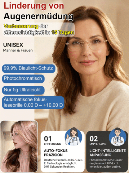 【👨‍⚕️🥇 Keine Augenuntersuchung erforderlich 👓 Autofokus: +1,00 bis +7,00 dpt】⚡ Eine einzige Brille korrigiert mehrere Sehschwächen – einschließlich Alterssichtigkeit, Kurzsichtigkeit und Hornhautverkrümmung.