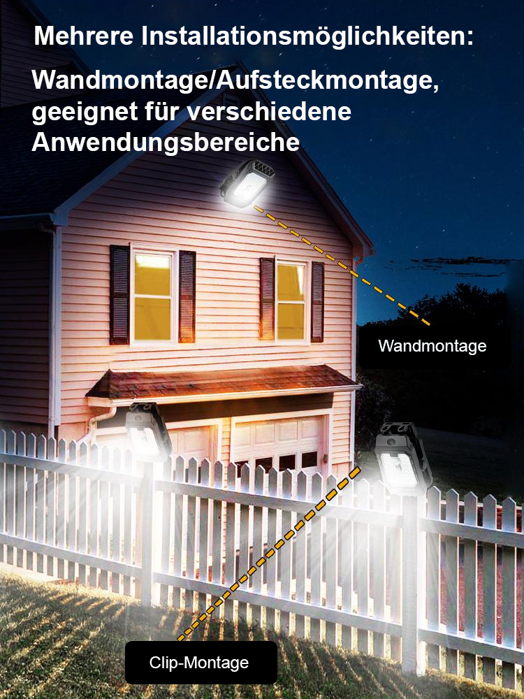🌞Brandneue Solar-Clipleuchte🔥 Keine Stromkosten, regen- und wasserdicht, mit einer Lebensdauer von bis zu 30 Jahren!😍 Deutsche Sensortechnologie: Lädt sich tagsüber intelligent auf und schaltet sich nachts automatisch ein.