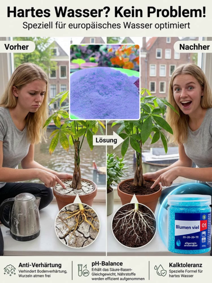 Belebt welke Pflanzen innerhalb von 3 Tagen. Geeignet für alle Pflanzen, 100 % sicher und unschädlich, schädigt den Boden nicht.  Kein Erdwechsel nötig, einfach aufsprühen und die Pflanzen erstrahlen lassen.