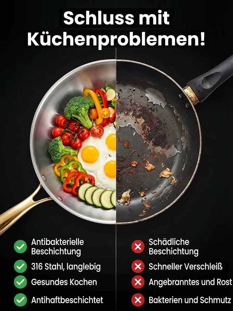 【Eine Antihaft-Eisenpfanne, die über Generationen weitergegeben werden kann】Handgeschmiedet, ohne schädliche Beschichtungen, 99,9 % hochdichtes, raffiniertes Eisen; Pfannenrühren setzt Eisen frei, gut für die Gesundheit, beugt Haarausfall vor