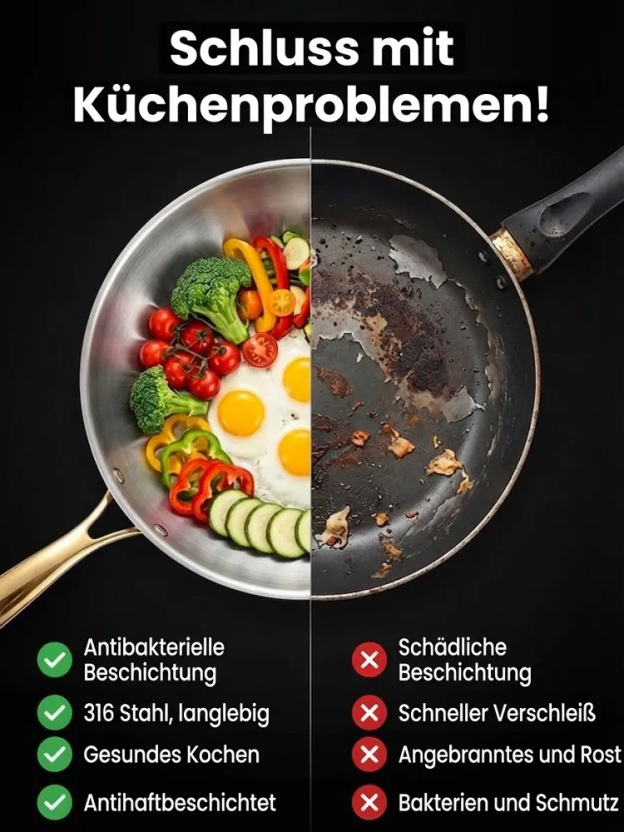 【Eine Antihaft-Eisenpfanne, die über Generationen weitergegeben werden kann】Handgeschmiedet, ohne schädliche Beschichtungen, 99,9 % hochdichtes, raffiniertes Eisen; Pfannenrühren setzt Eisen frei, gut für die Gesundheit, beugt Haarausfall vor