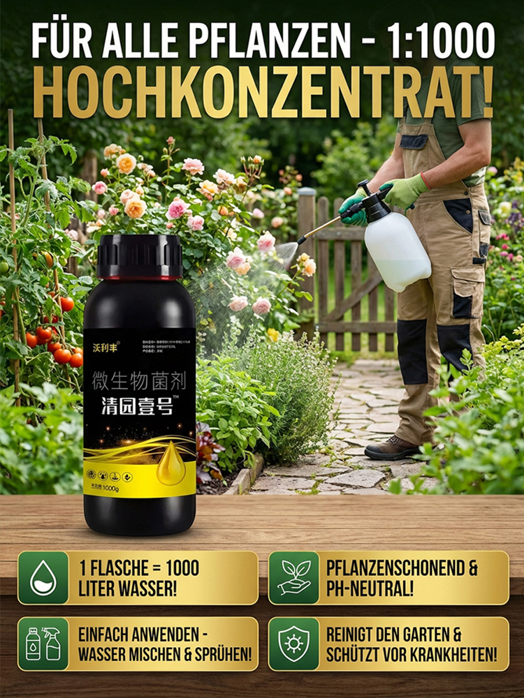 【👍Eine Flasche ergibt 1000 Catties Wasser‼️】🌿☘️1:1000 Hochkonzentriert, pH-neutral, schädigt Pflanzen nicht, beugt Krankheiten vor, hemmt Bakterien und versorgt sie mit Nährstoffen.🌳 Geeignet für Obstbäume, Gemüse und Blumen.