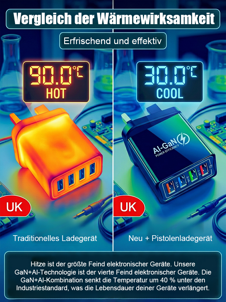 Nie mehr Streit um Steckdosen im Hotel! 🔌 Planen Sie einen Städtetrip oder Familienurlaub? Mit unserem hervorragenden 4-Port-Reiseladegerät sind alle Geräte immer voll aufgeladen! 📱🎧