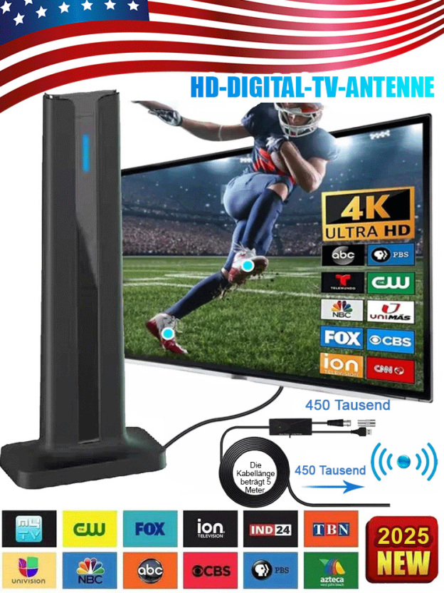 📺Die superstarke HD-Digital-TV-Antenne ist da!✨ Extrem stabiles Signal📶 Sofortige HD-Bildqualität🎬 Keine Verzögerungen