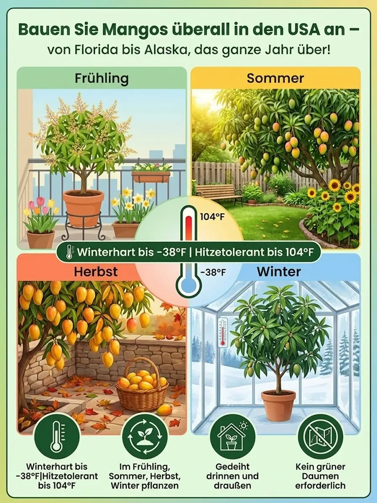【🥭🥭Genetisch hochwertige Jungpflanzen, 99,9 % Überlebensrate】✅Ideal für Anfänger, große Früchte, süßes Fruchtfleisch, nahrhaft und gesund