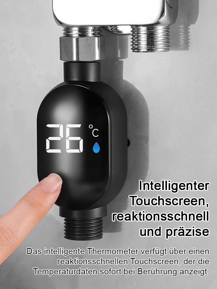 [Deutsche Premiumqualität] Intelligente, wasserdichte Duschkopf-Temperaturanzeige, IPX7-wasserdicht, mit Wasserkraft (keine Batterie), dreifarbige Echtzeit-Temperaturanzeige, Überhitzungsschutz bis 43 °C, kompatibel mit allen Armaturen.