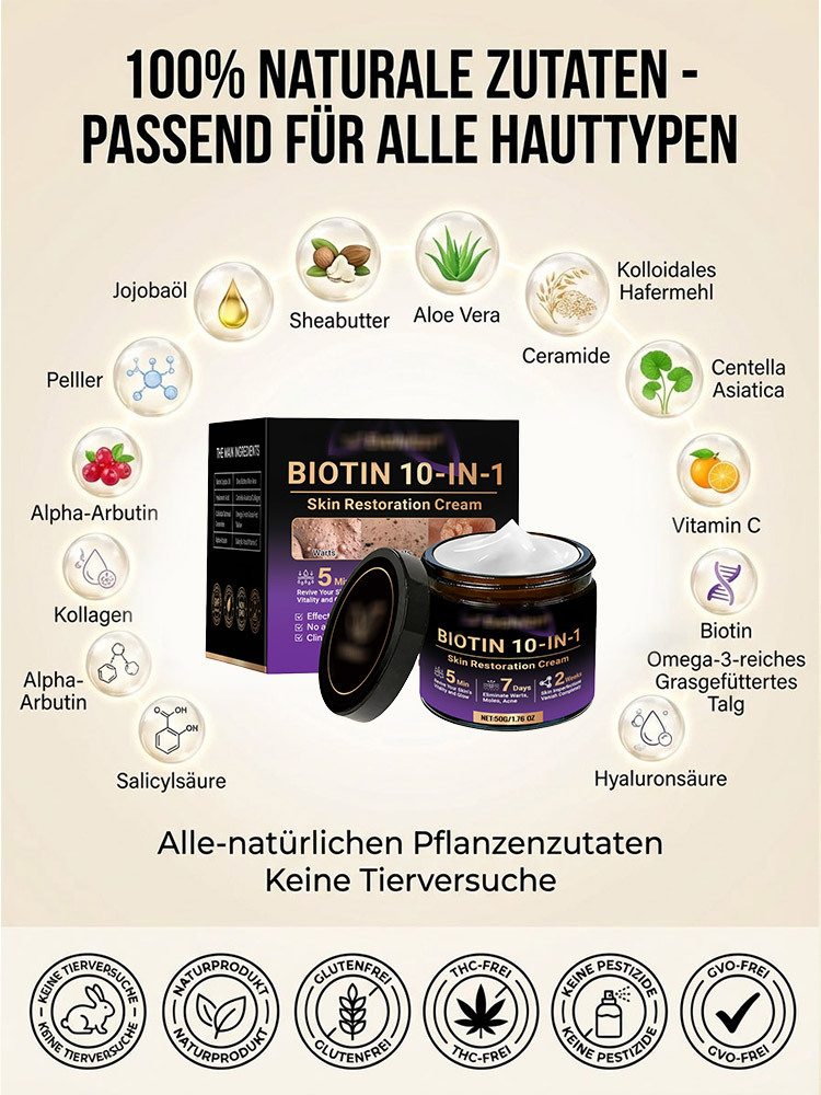 【In 2 Wochen alle Hautprobleme verabschieden】Biotin Hautreparaturcreme