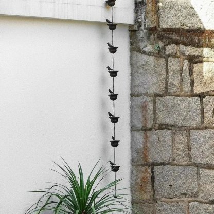 🔥Last Day 70% OFF🔥Where Rain Meets Art – Decorative Rain Chain with Bird Bath Design