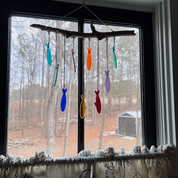 🎁TikTok Last Day Sale - 70% OFF🔥Handmade Stained Glass Sardine Suncatcher!