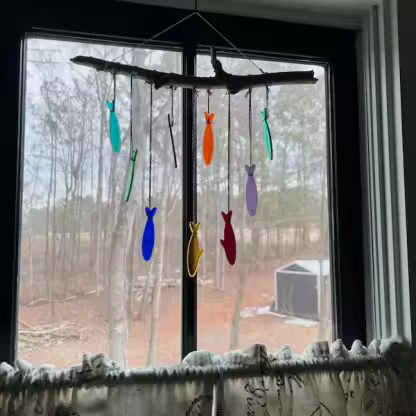🎁TikTok Last Day Sale - 70% OFF🔥Handmade Stained Glass Sardine Suncatcher!