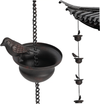 🔥Last Day 70% OFF🔥Where Rain Meets Art – Decorative Rain Chain with Bird Bath Design