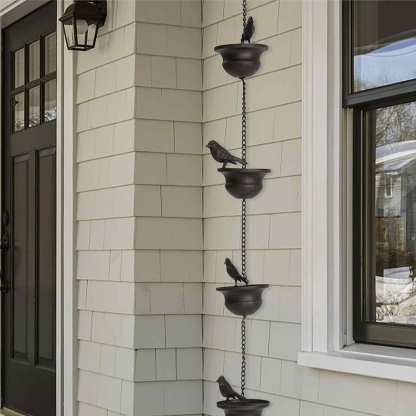 🔥Last Day 70% OFF🔥Where Rain Meets Art – Decorative Rain Chain with Bird Bath Design