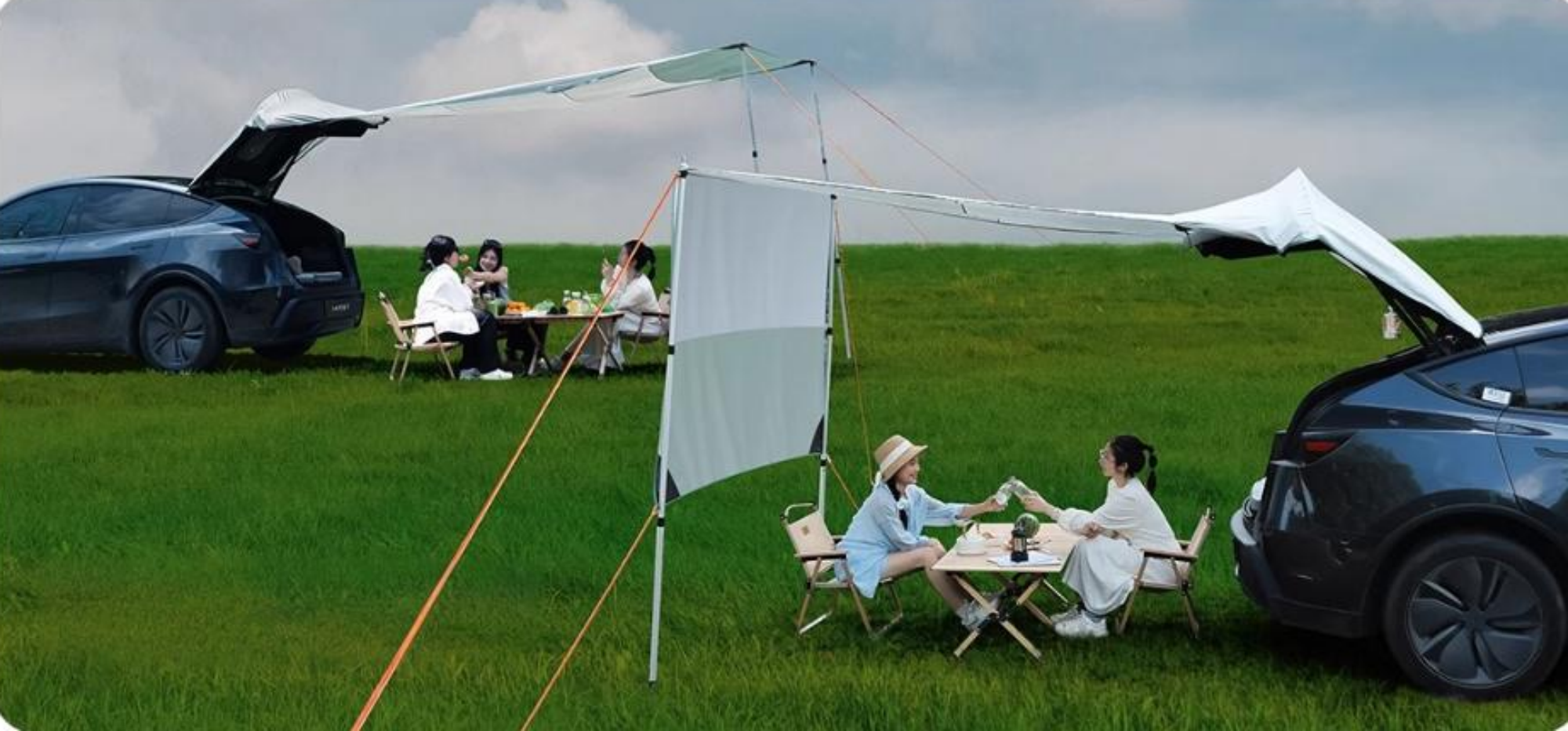 Tesla Tailgate Tent setup example