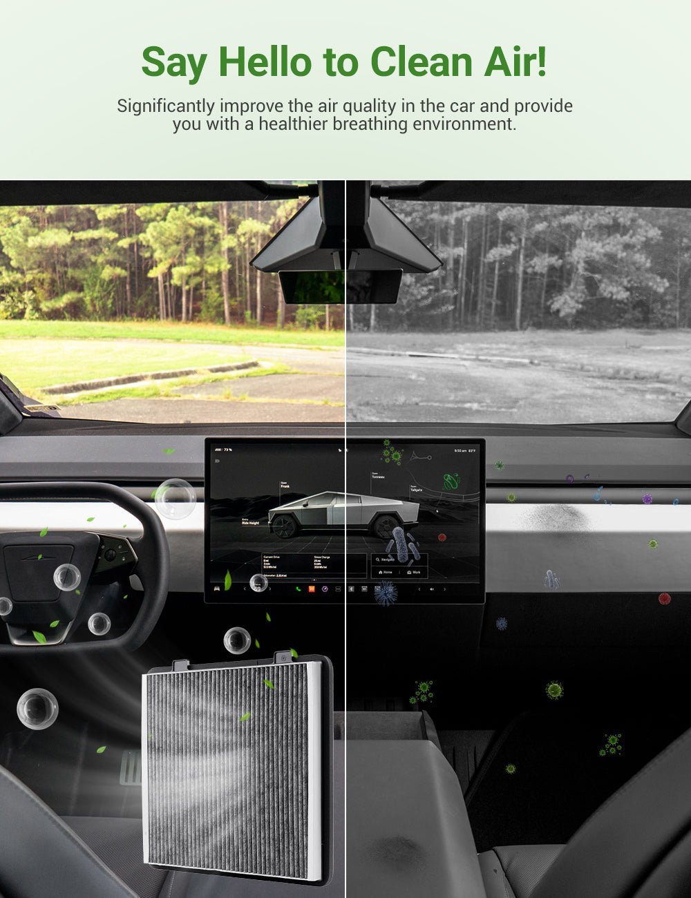 Activated Carbon Air Conditioning Filter for Tesla Cybertruck (1 PC) - Tesery Official Store