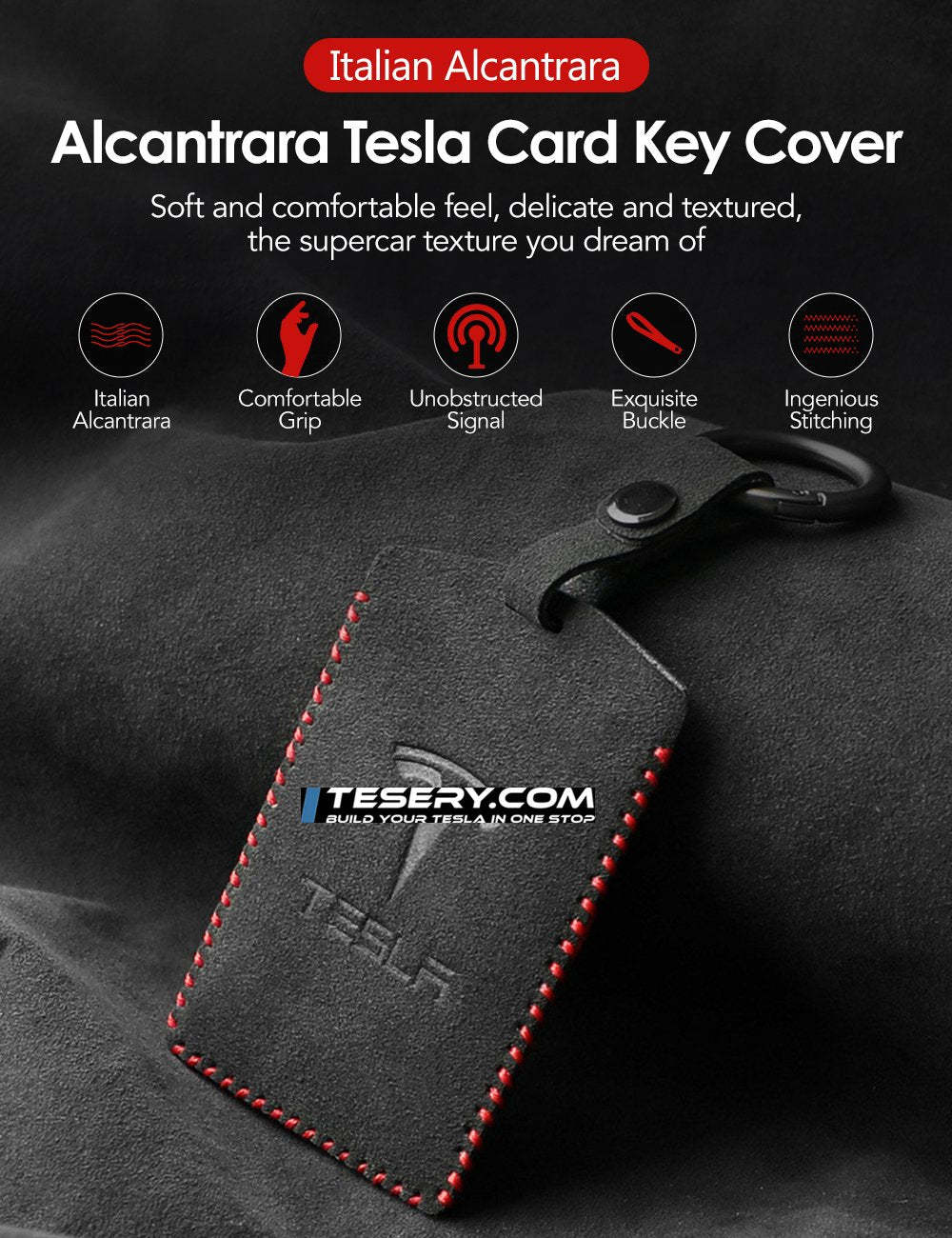 Alcantara Card Key Holder for Tesla Model 3 / Model Y - Tesery Official Store