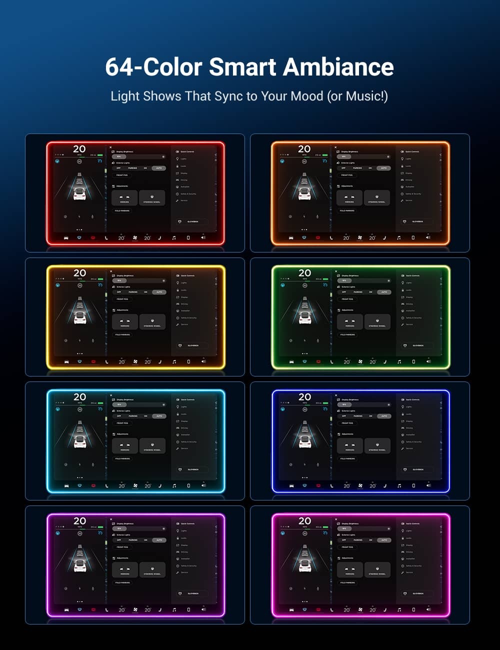 Ambient Light Screen Edge Protector With Wireless Charging Phone Holder for Model 3/Y - Tesery Official Store