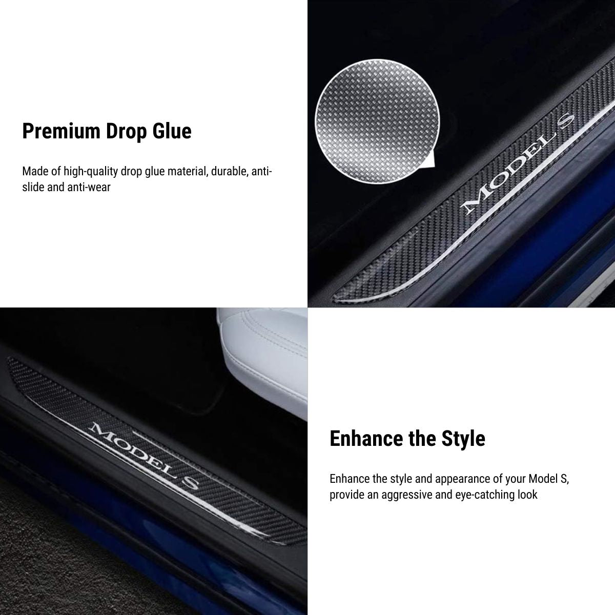 Carbon Fiber Textured Front Door Sill Protector for Tesla Model S 2016-2018 - Tesery Official Store