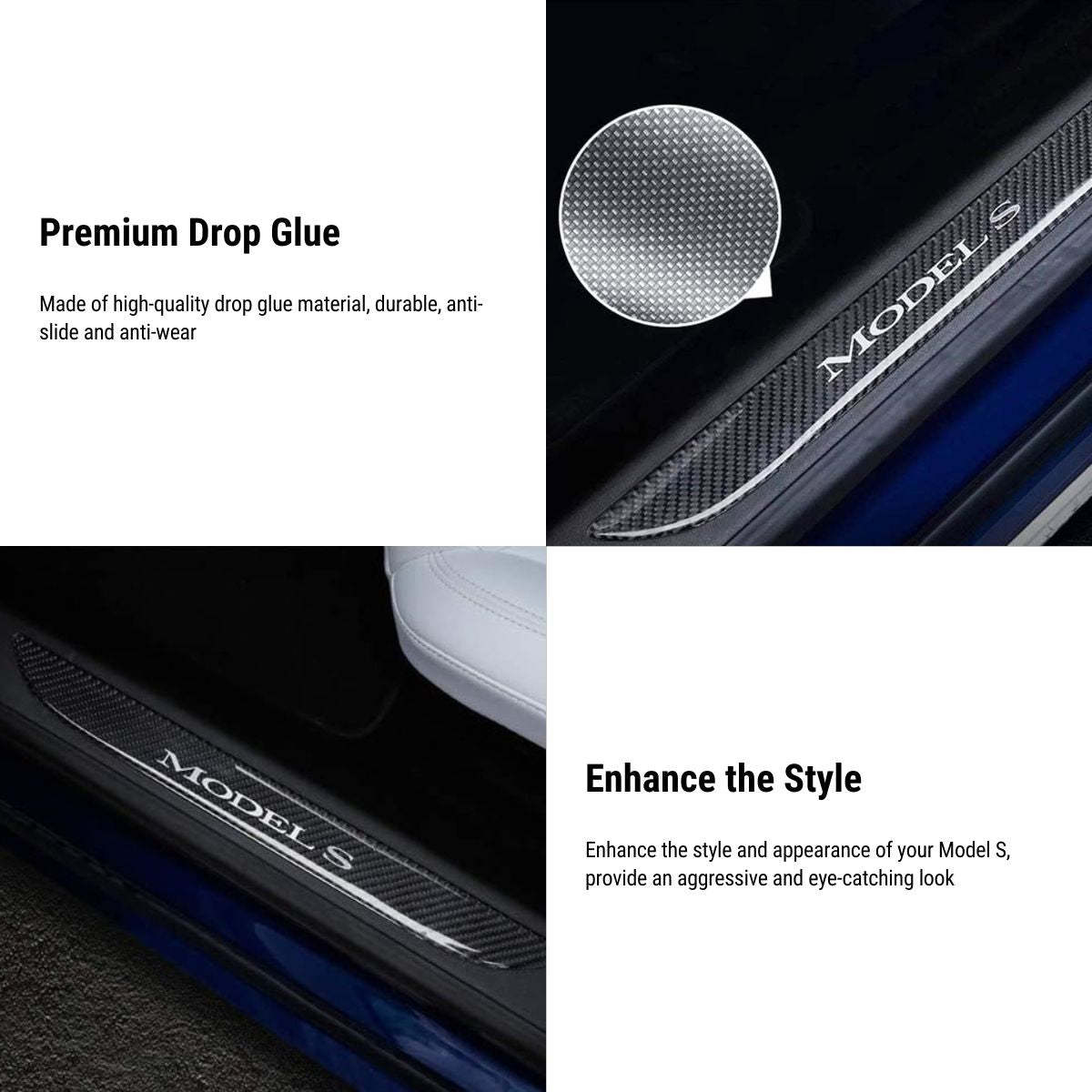 Carbon Fiber Textured Front Door Sill Protector for Tesla Model S 2016-2018 - Tesery Official Store