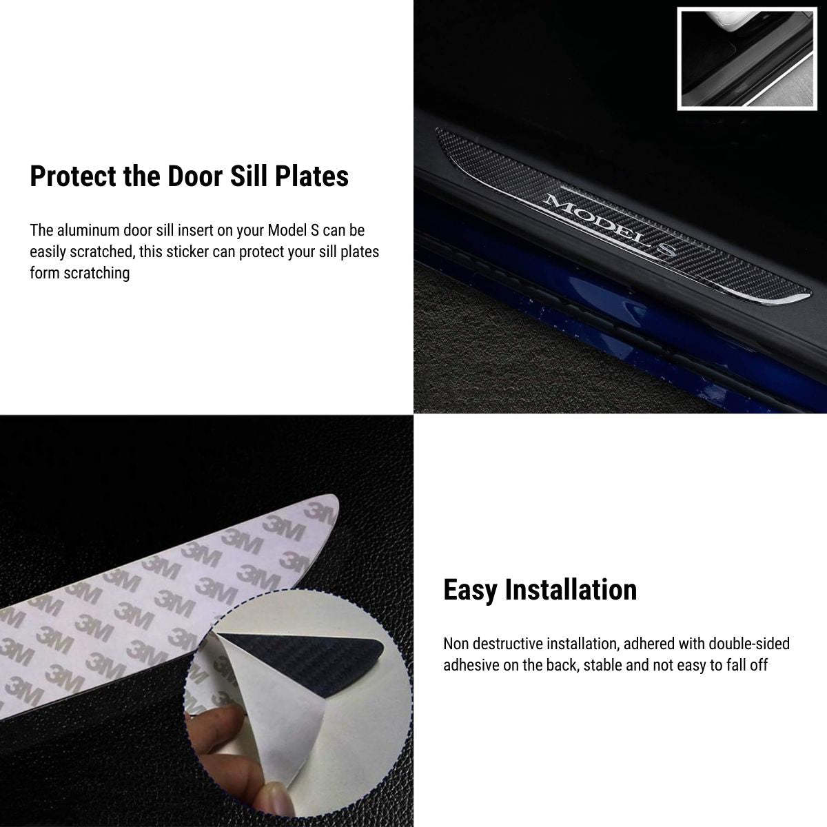 Carbon Fiber Textured Front Door Sill Protector for Tesla Model S 2016-2018 - Tesery Official Store