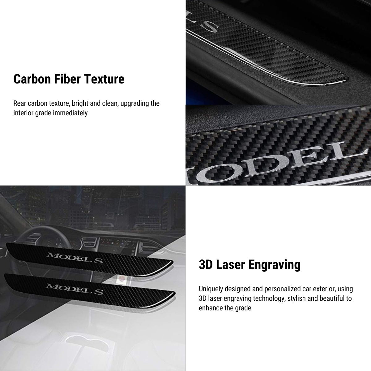 Carbon Fiber Textured Front Door Sill Protector for Tesla Model S 2016-2018 - Tesery Official Store